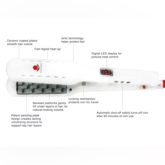 Voloom Classic 1.5 Inch Professional Volumizing Ceramic Hair Iron - White - Picture 2 of 6